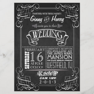 Vintage Chalkboard Wedding Invitation
