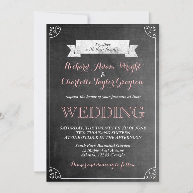 Vintage Chalkboard Wedding Invitation (Front)