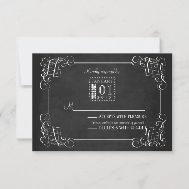 Vintage Chalkboard Wedding Response Card (Front)