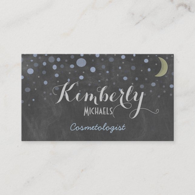 Vintage Chalkboard with Stars and Moon Business Card (Front)