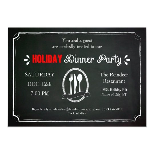 Vintage Chalkboark Holiday Dinner Party Invitation