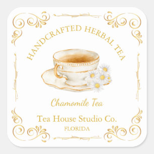 Vintage Chamomile Tea Square Label