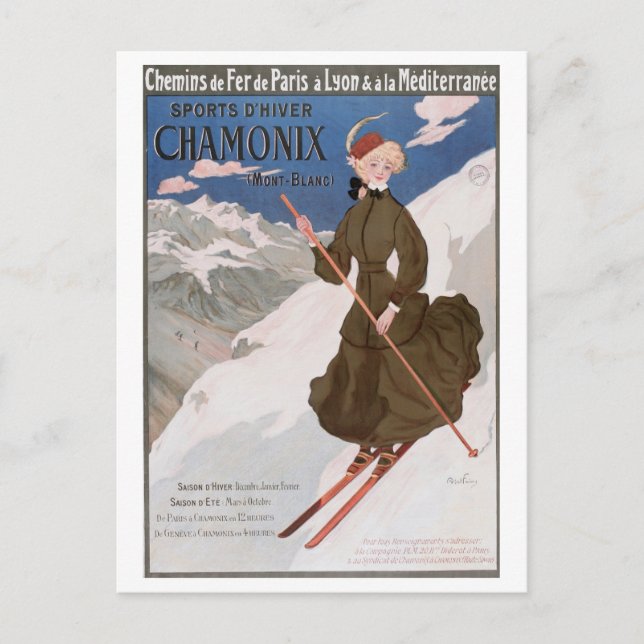 Vintage Chamonix France Ski French Alps Postcard (Front)