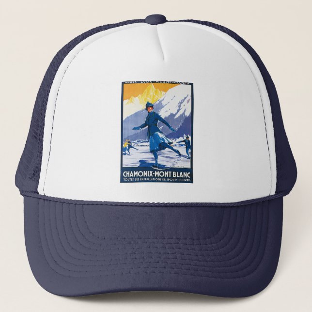 Vintage Chamonix - Mont Blanc Poster Trucker Hat (Front)