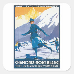 Vintage Chamonix Mont Blanc Square Sticker