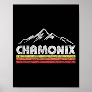 Vintage Chamonix Retro Mountain Mens Womens Souven Poster
