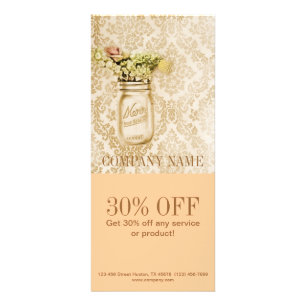 vintage champagne damask western country mason jar rack card