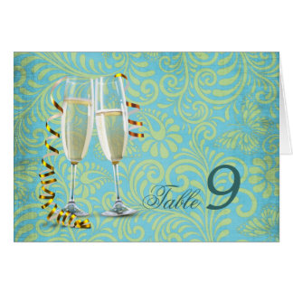 vintage champagne flutes teal gold damask wedding