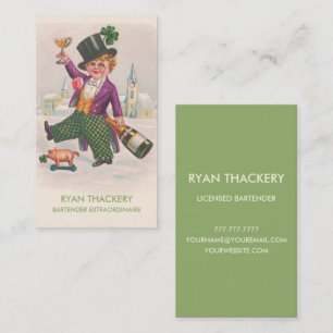 Vintage Champagne Toasting Bartender Business Card