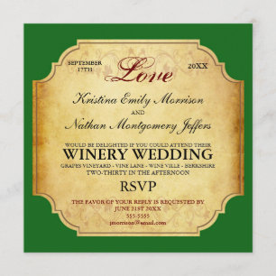 Vintage Champagne Winery Wedding Invitation