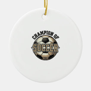 Vintage Champion of Soccer Ball Shirt Design_1 Ceramic Tree Decoration