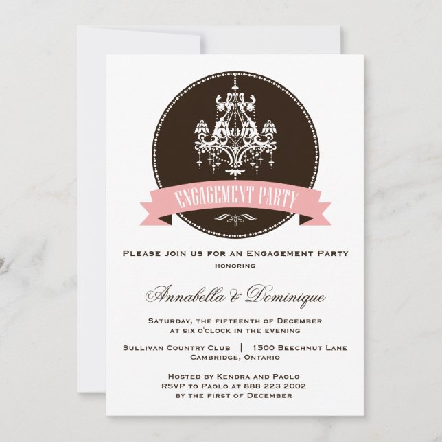 Vintage Chandelier Engagement Party Invitation (Front)