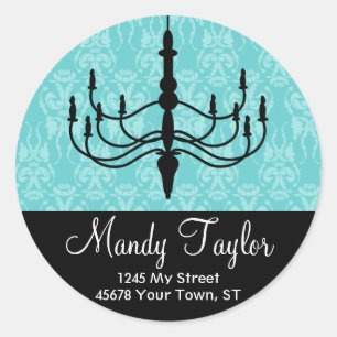 Vintage Chandelier Envelope Seal (Teal Damask)