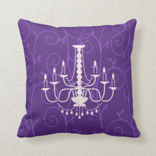 Vintage Chandelier Purple Vines Pillow