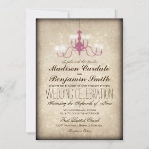 Vintage Chandelier Rustic Wedding Invitations