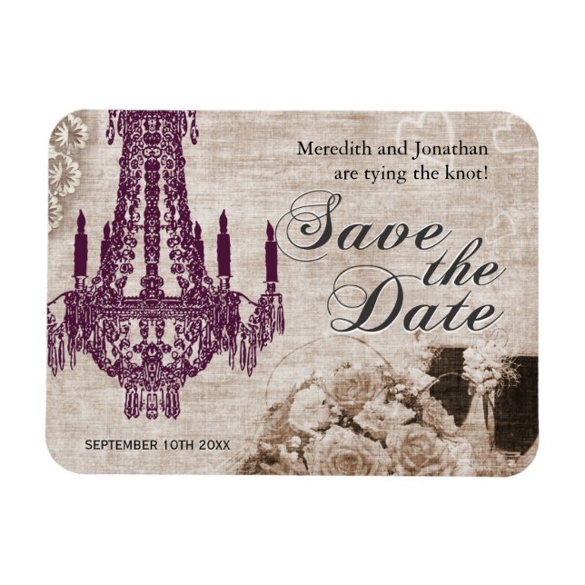 Vintage Chandelier Save the Date Magnets (Horizontal)