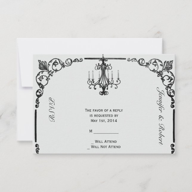 Vintage Chandelier Wedding Response Card (Front)