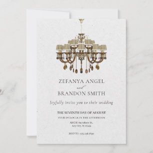 Vintage chandeliers wedding  invitation