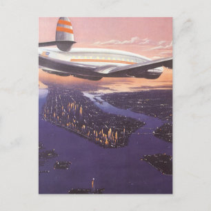 Vintage Change of Address, Airplane Hudson River Announcement Postcard