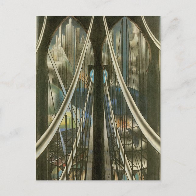 Vintage Change of Address Brooklyn Bridge New York Announcement Postcard (Front)