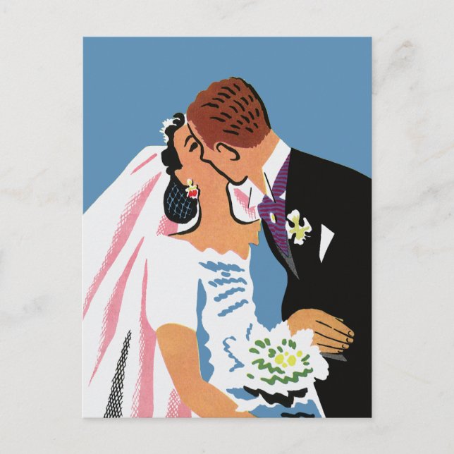 Vintage Change of Address, Retro Newlyweds Announcement Postcard (Front)