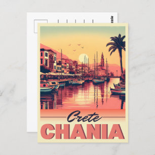  Vintage Chania City crete greece holiday Postcard