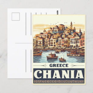  Vintage Chania City crete greece holiday Postcard