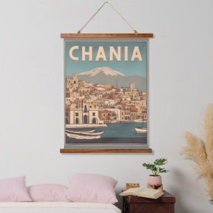 Vintage Chania City Souvenirs crete greece trip Hanging Tapestry