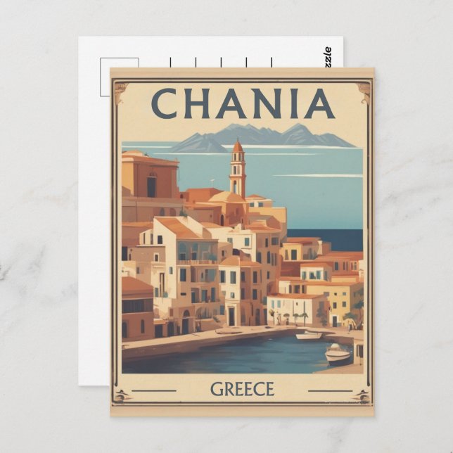 Vintage Chania City Souvenirs crete greece trip Postcard (Front/Back)