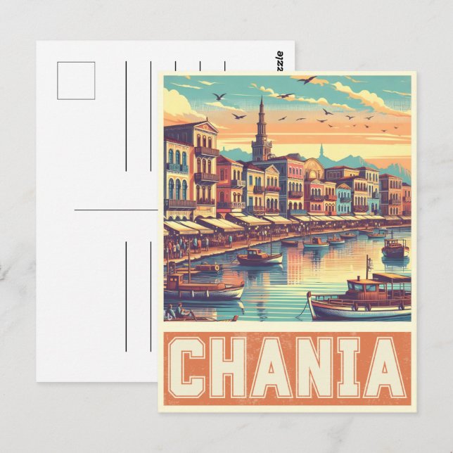 Vintage Chania City Souvenirs crete greece trip Postcard (Front/Back)