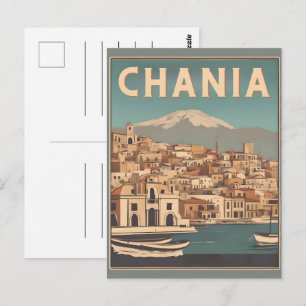 Vintage Chania City Souvenirs crete greece trip Postcard