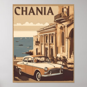 Vintage Chania City Souvenirs crete greece trip Poster