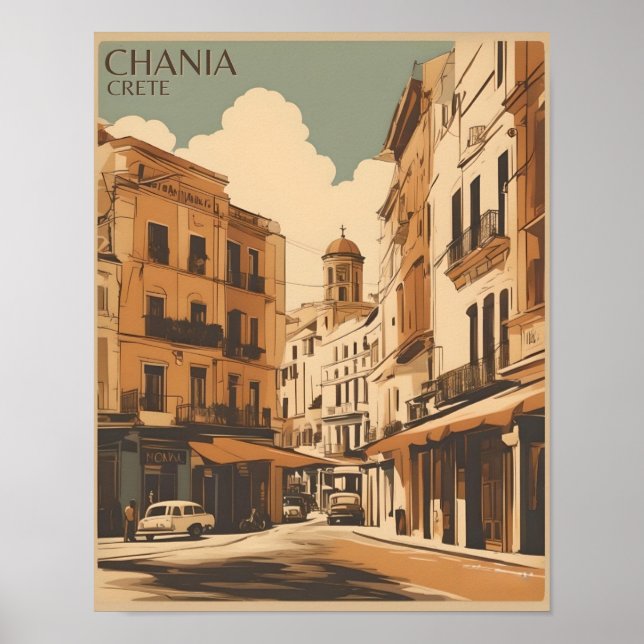 Vintage Chania City Souvenirs crete greece trip Poster (Front)