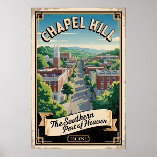 Vintage Chapel Hill North Carolina Retro Travel Poster