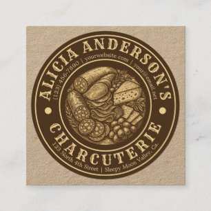 Vintage Charcuterie Square Business Card