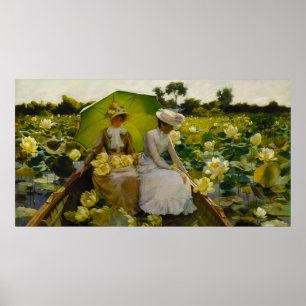 Vintage Charles Courtney Curran Lotus Lilies Poster