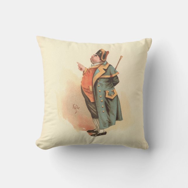 Vintage Charles Dickens Oliver Twist Mr. Bumble Cushion (Front)