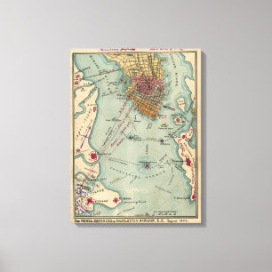 Vintage Charleston SC Civil War Map (1865) Canvas Print