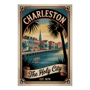 Vintage Charleston South Carolina The Holy City Poster