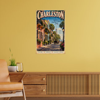 Vintage Charleston South Carolina Travel Poster 