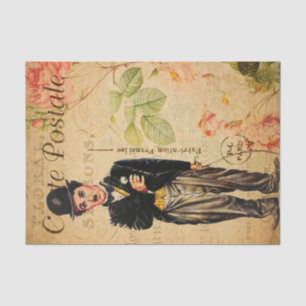 Vintage Charlie Chaplain French Carte Postale Tissue Paper