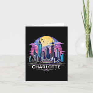 Vintage Charlotte North Carolina Sunset Skyline Ci Card