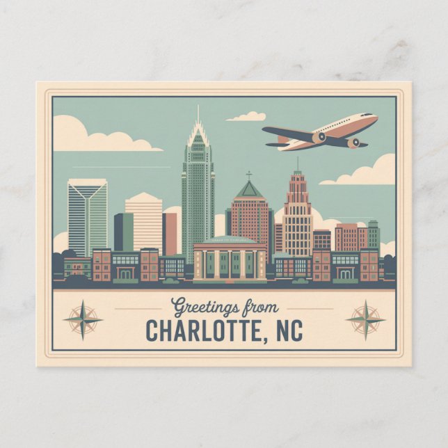Vintage Charlotte Postcard | Greetings from (Front)