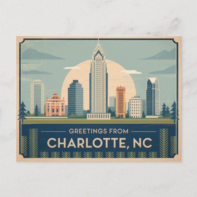 Vintage Charlotte Postcard | Greetings from (Front)