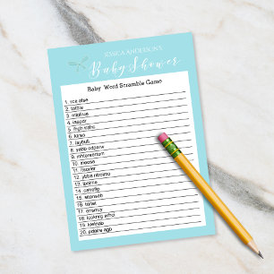 Vintage Charm Blue Baby Shower Word Scramble Game Invitation