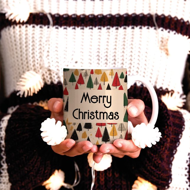 Vintage Charm: Christmas Tree Pattern Coffee Mug (Creator Uploaded)
