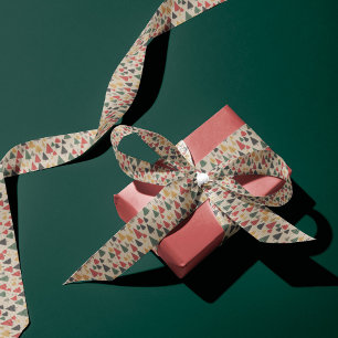 Vintage Charm: Christmas Tree Pattern  Satin Ribbon