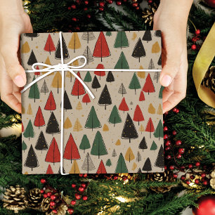 Vintage Charm: Christmas Tree Pattern Wrapping Paper