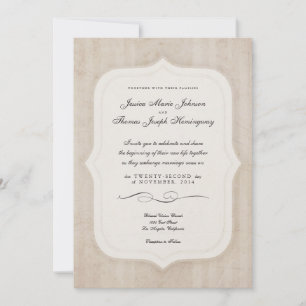 Vintage Charm Cream Customised Map Wedding Invitation
