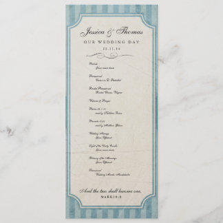 Vintage Charm Custom Blue Wedding Program Programme